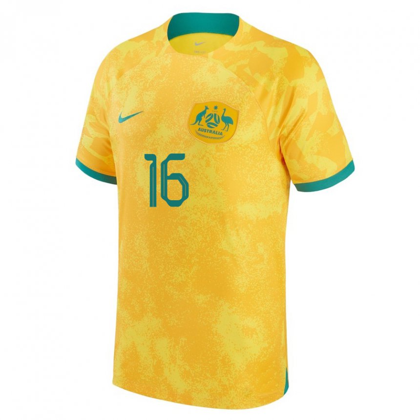 Damen Australische Aziz Behich #16 Gold Heimtrikot Trikot 22-24 T-shirt