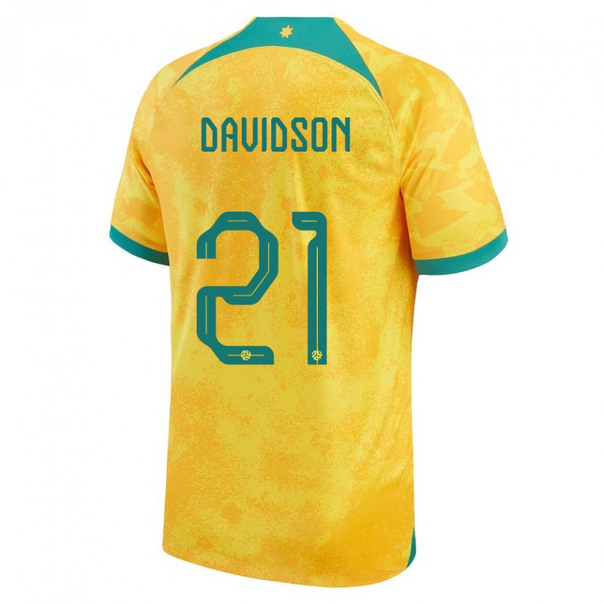 Damen Australische Jason Davidson #21 Gold Heimtrikot Trikot 22-24 T-shirt