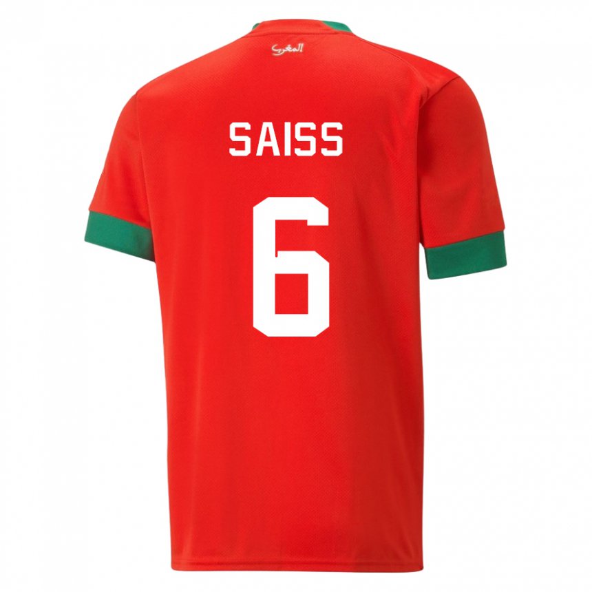 Damen Marokkanische Romain Saiss #6 Rot Heimtrikot Trikot 22-24 T-shirt