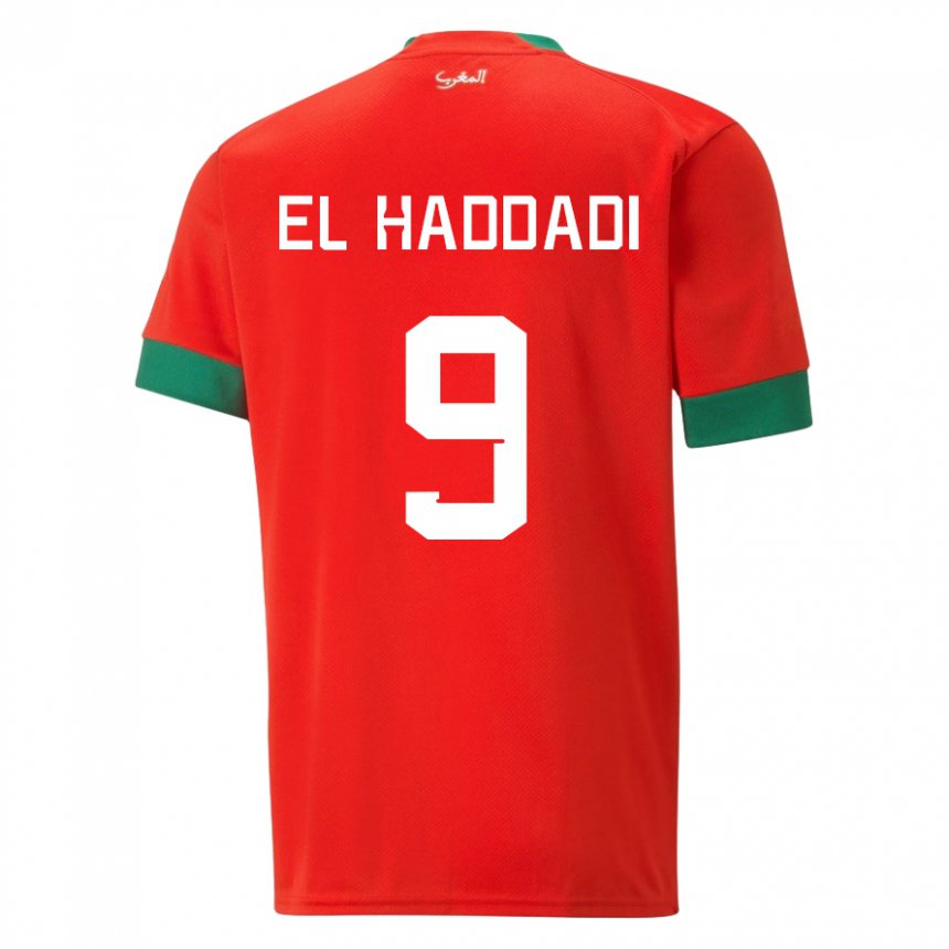 Damen Marokkanische Munir El Haddadi #9 Rot Heimtrikot Trikot 22-24 T-shirt