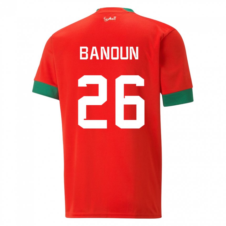 Damen Marokkanische Badr Banoun #26 Rot Heimtrikot Trikot 22-24 T-shirt