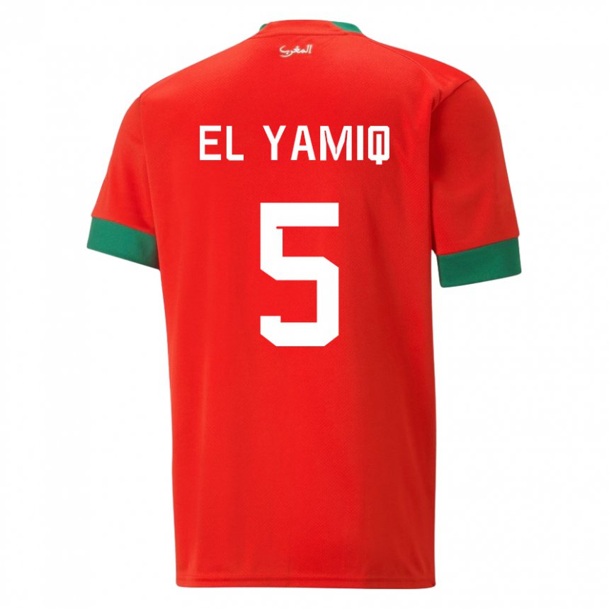 Damen Marokkanische Jawad El Yamiq #5 Rot Heimtrikot Trikot 22-24 T-shirt