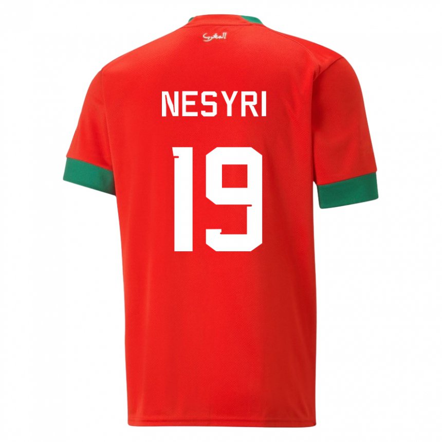 Damen Marokkanische Youssef En-nesyri #19 Rot Heimtrikot Trikot 22-24 T-shirt