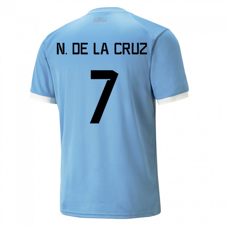 Damen Uruguayische Nicolas De La Cruz #7 Blau Heimtrikot Trikot 22-24 T-shirt