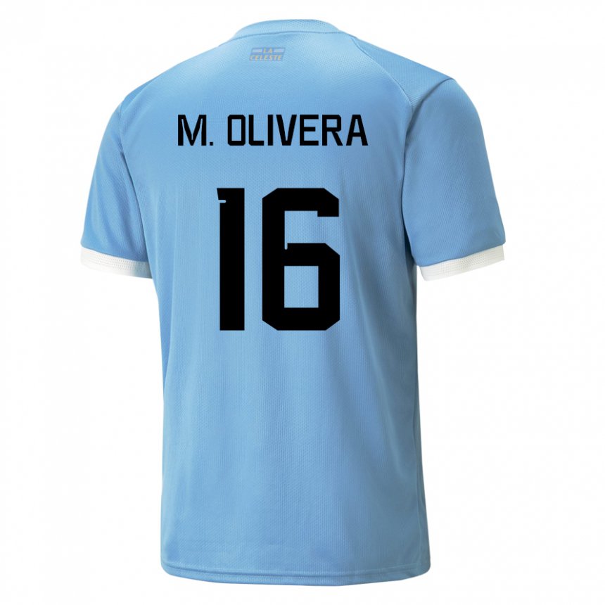 Damen Uruguayische Mathias Olivera #16 Blau Heimtrikot Trikot 22-24 T-shirt