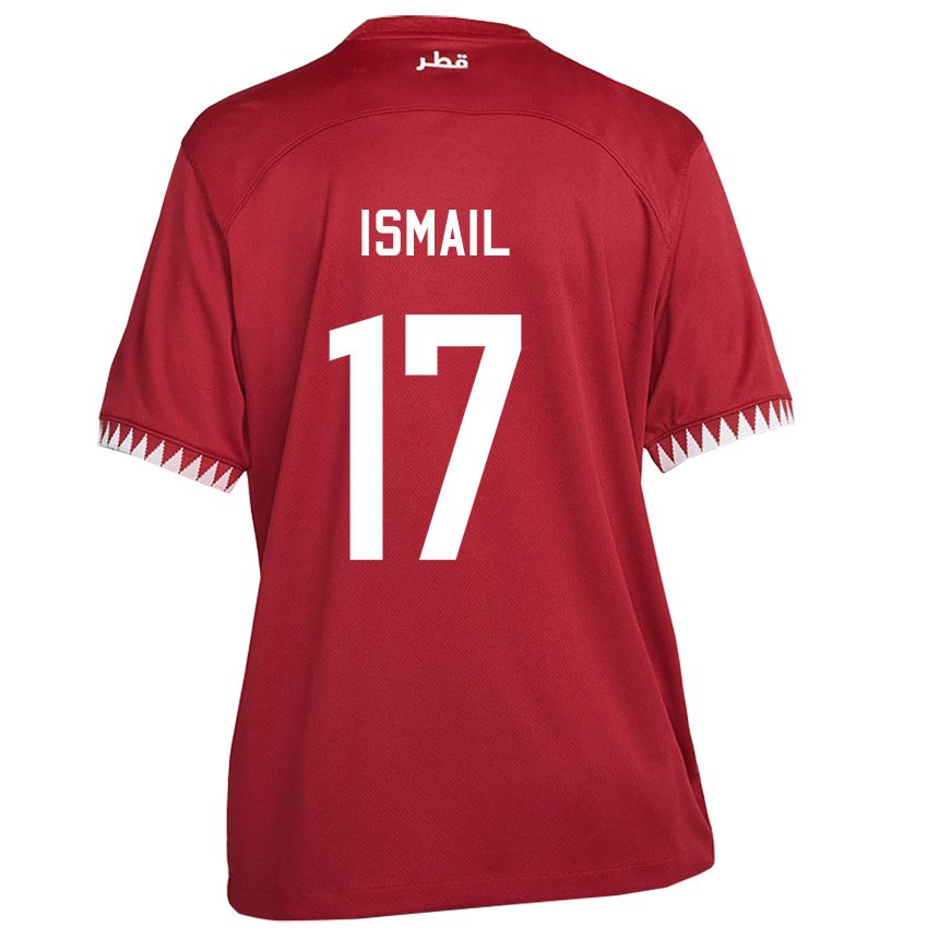 Damen Katarische Ismail Mohamad #17 Kastanienbraun Heimtrikot Trikot 22-24 T-shirt