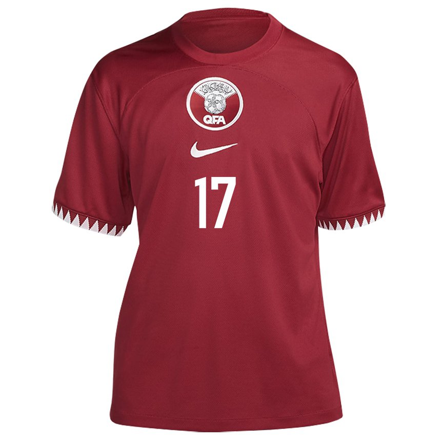 Damen Katarische Ismail Mohamad #17 Kastanienbraun Heimtrikot Trikot 22-24 T-shirt