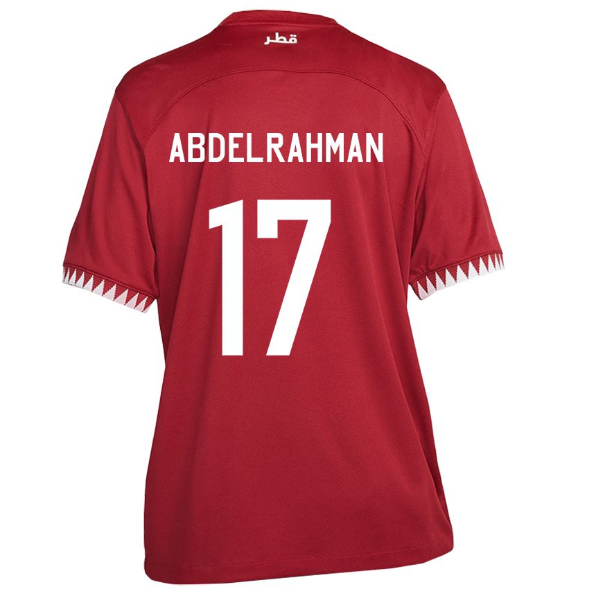 Damen Katarische Abdelrahman Fahmi Moustafa #17 Kastanienbraun Heimtrikot Trikot 22-24 T-shirt