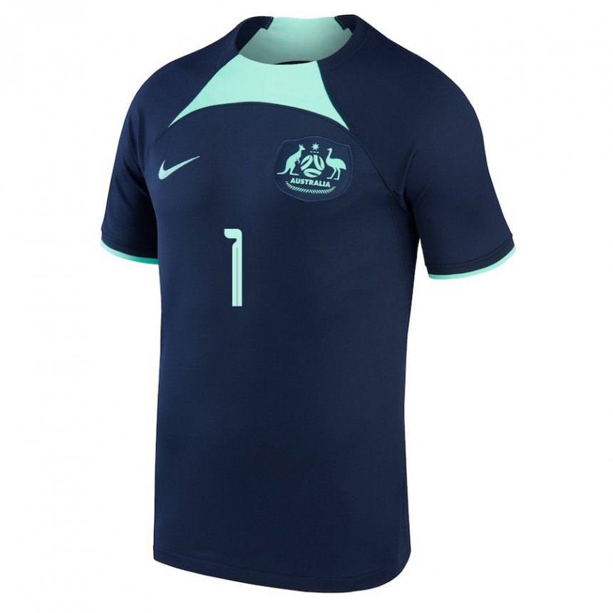 Damen Australische Mathew Ryan #1 Dunkelblau Auswärtstrikot Trikot 22-24 T-shirt