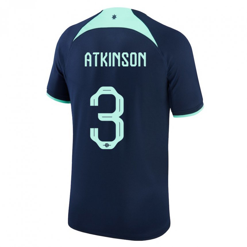 Damen Australische Nathaniel Atkinson #3 Dunkelblau Auswärtstrikot Trikot 22-24 T-shirt