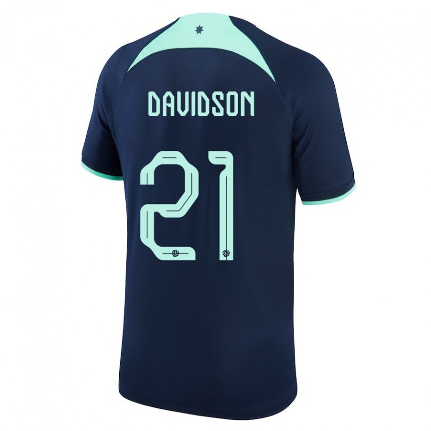 Damen Australische Jason Davidson #21 Dunkelblau Auswärtstrikot Trikot 22-24 T-shirt