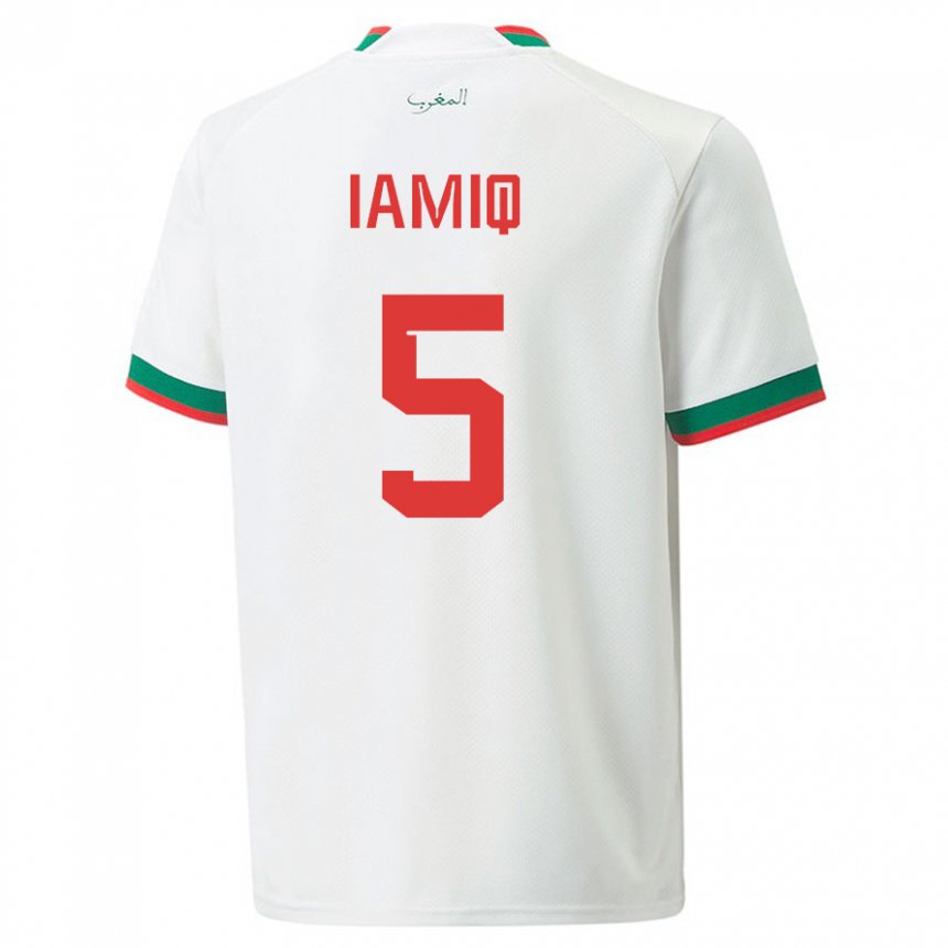 Damen Marokkanische Jawad Iamiq #5 Weiß Auswärtstrikot Trikot 22-24 T-shirt