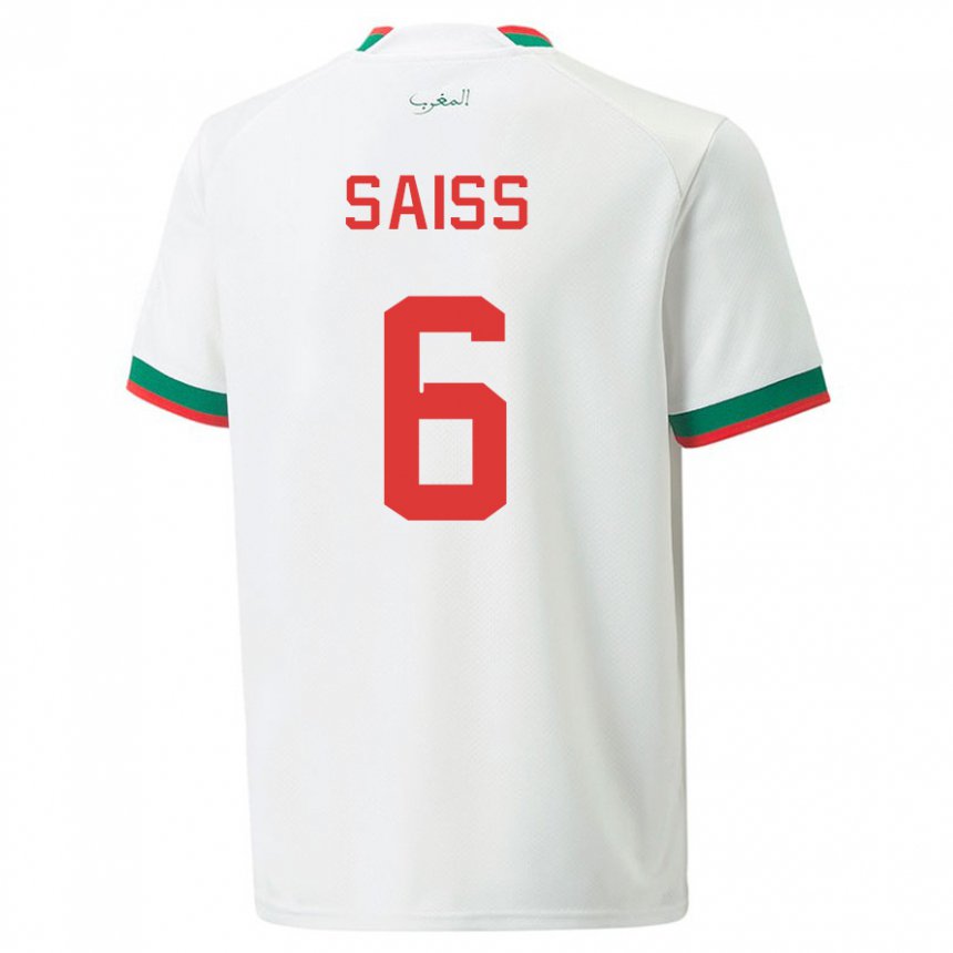 Damen Marokkanische Romain Saiss #6 Weiß Auswärtstrikot Trikot 22-24 T-shirt