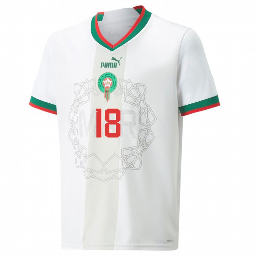 Damen Marokkanische Amine Harith #18 Weiß Auswärtstrikot Trikot 22-24 T-shirt