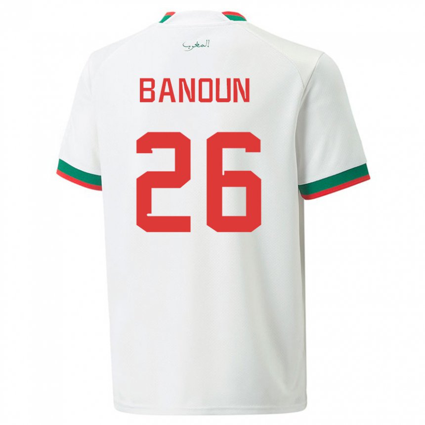 Damen Marokkanische Badr Banoun #26 Weiß Auswärtstrikot Trikot 22-24 T-shirt