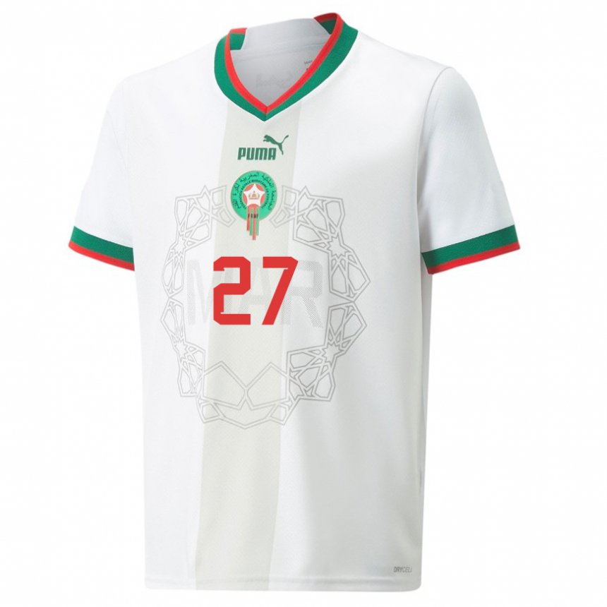 Damen Marokkanische Soufiane Rahimi #27 Weiß Auswärtstrikot Trikot 22-24 T-shirt