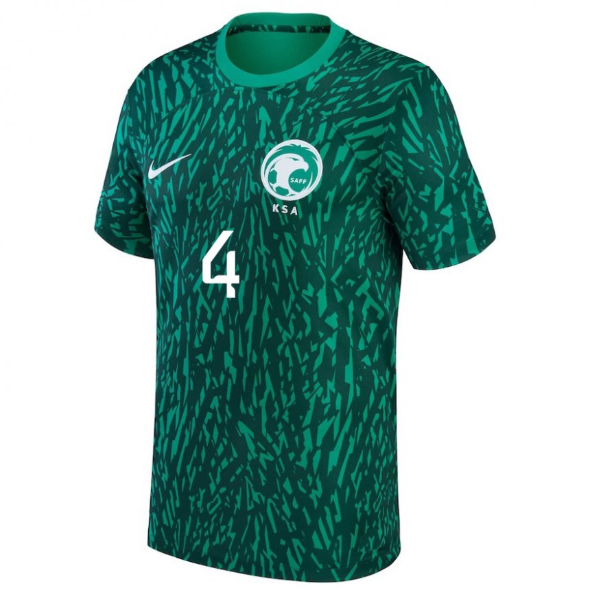 Damen Saudi-arabische Abdulelah Al Amri #4 Dunkelgrün Auswärtstrikot Trikot 22-24 T-shirt