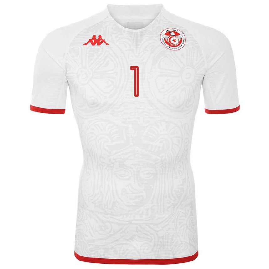 Damen Tunesische Mohamed Sedki Debchi #1 Weiß Auswärtstrikot Trikot 22-24 T-shirt