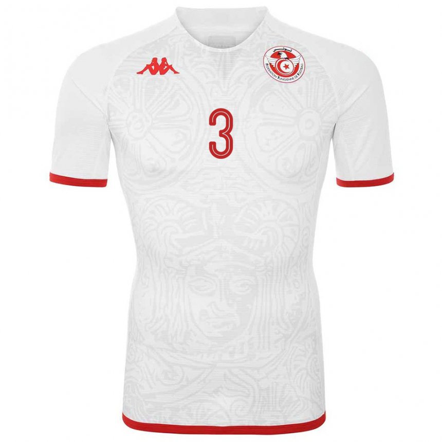 Damen Tunesische Montassar Talbi #3 Weiß Auswärtstrikot Trikot 22-24 T-shirt