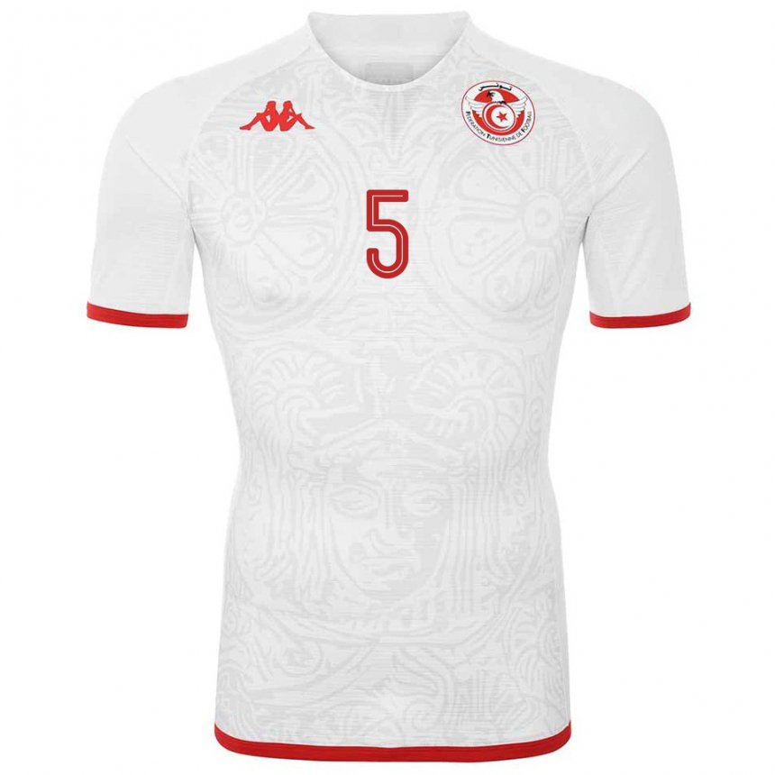 Damen Tunesische Nader Ghandri #5 Weiß Auswärtstrikot Trikot 22-24 T-shirt