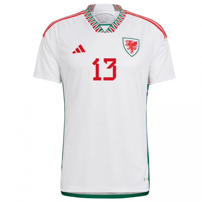 Damen Walisische Kieffer Moore #13 Weiß Auswärtstrikot Trikot 22-24 T-shirt