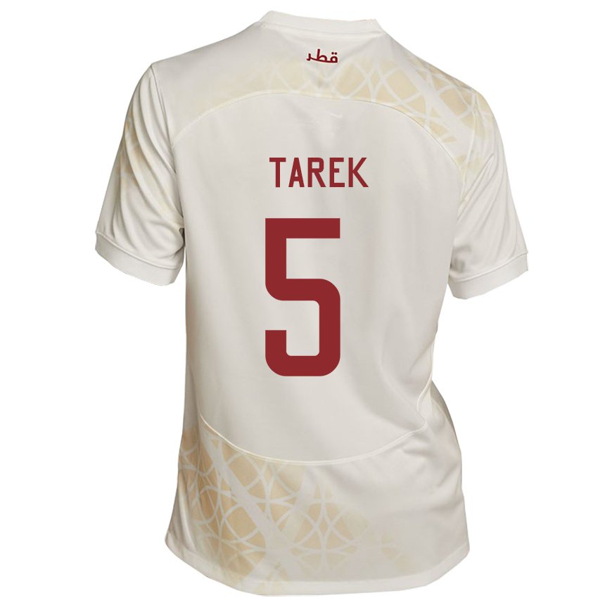 Damen Katarische Tarek Salman #5 Goldbeige Auswärtstrikot Trikot 22-24 T-shirt
