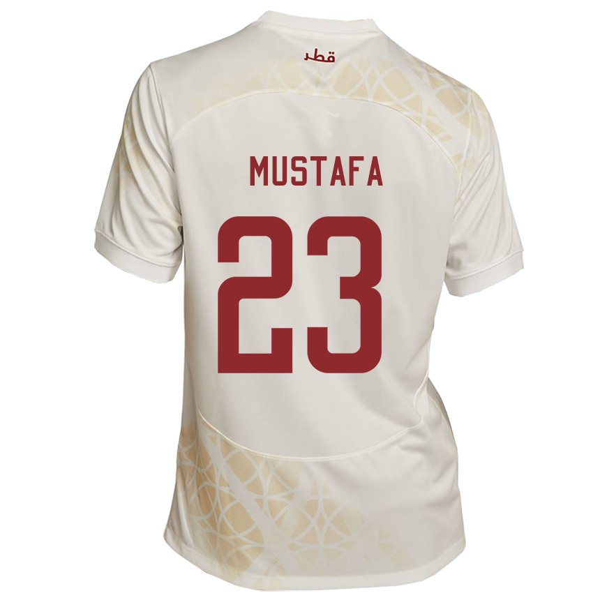 Damen Katarische Mustafa Mashaal #23 Goldbeige Auswärtstrikot Trikot 22-24 T-shirt