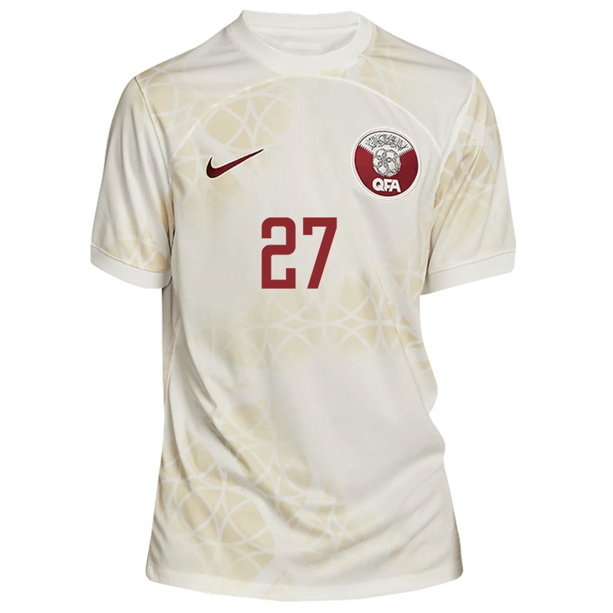 Damen Katarische Ahmed Suhail #27 Goldbeige Auswärtstrikot Trikot 22-24 T-shirt