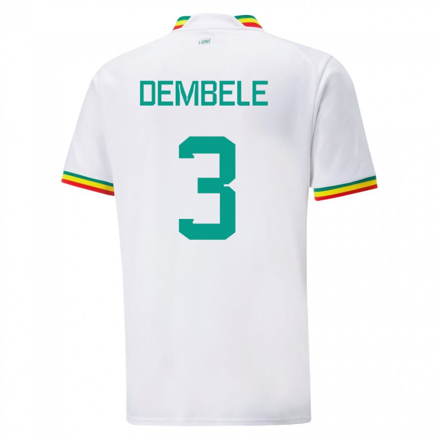 Kinder Senegalesische Anta Dembele #3 Weiß Heimtrikot Trikot 22-24 T-shirt