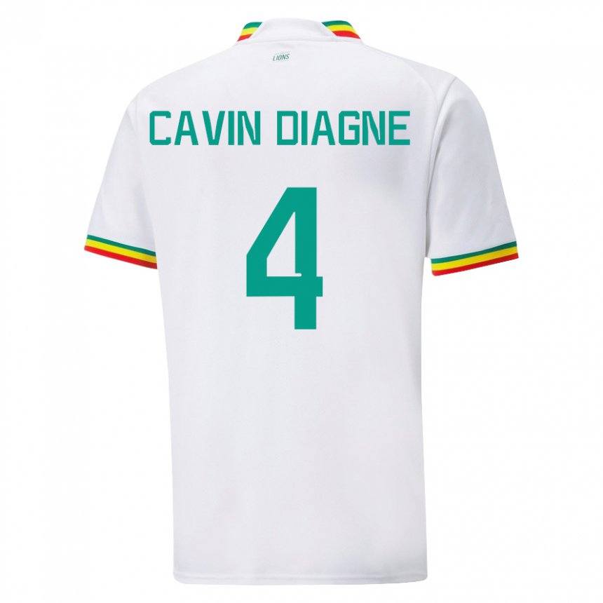 Kinder Senegalesische Cavin Diagne #4 Weiß Heimtrikot Trikot 22-24 T-shirt