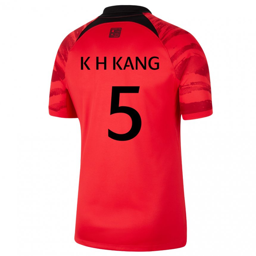 Kinder Südkoreanische Kang Kyo Hun #5 Rot Schwarz Heimtrikot Trikot 22-24 T-shirt