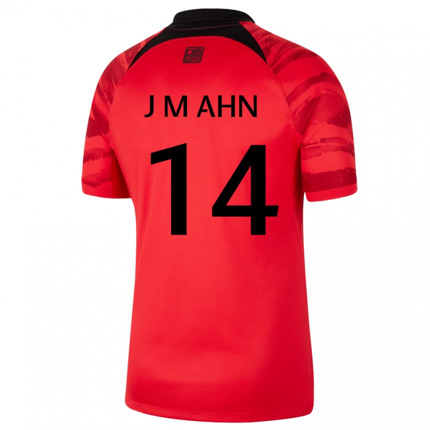 Kinder Südkoreanische Ahn Ji Man #14 Rot Schwarz Heimtrikot Trikot 22-24 T-shirt