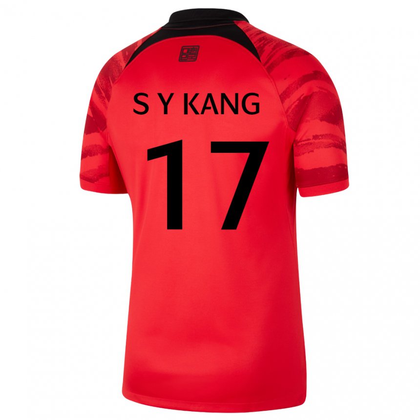 Kinder Südkoreanische Kang Sang Yun #17 Rot Schwarz Heimtrikot Trikot 22-24 T-shirt