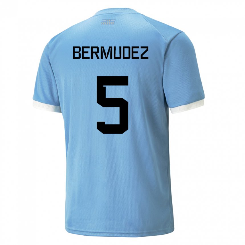 Kinder Uruguayische Karol Bermudez #5 Blau Heimtrikot Trikot 22-24 T-shirt