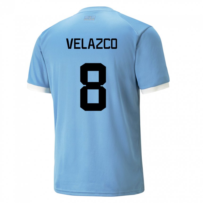 Kinder Uruguayische Ximena Velazco #8 Blau Heimtrikot Trikot 22-24 T-shirt