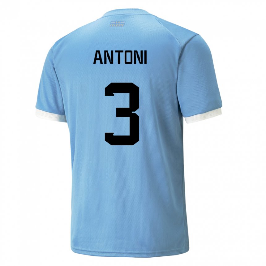 Kinder Uruguayische Mateo Antoni #3 Blau Heimtrikot Trikot 22-24 T-shirt