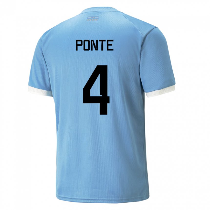Kinder Uruguayische Mateo Ponte #4 Blau Heimtrikot Trikot 22-24 T-shirt