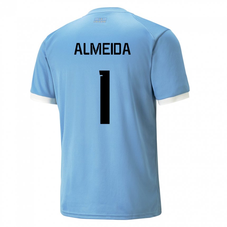 Kinder Uruguayische Martin Almeida #1 Blau Heimtrikot Trikot 22-24 T-shirt