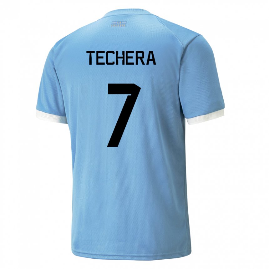 Kinder Uruguayische Facundo Techera #7 Blau Heimtrikot Trikot 22-24 T-shirt