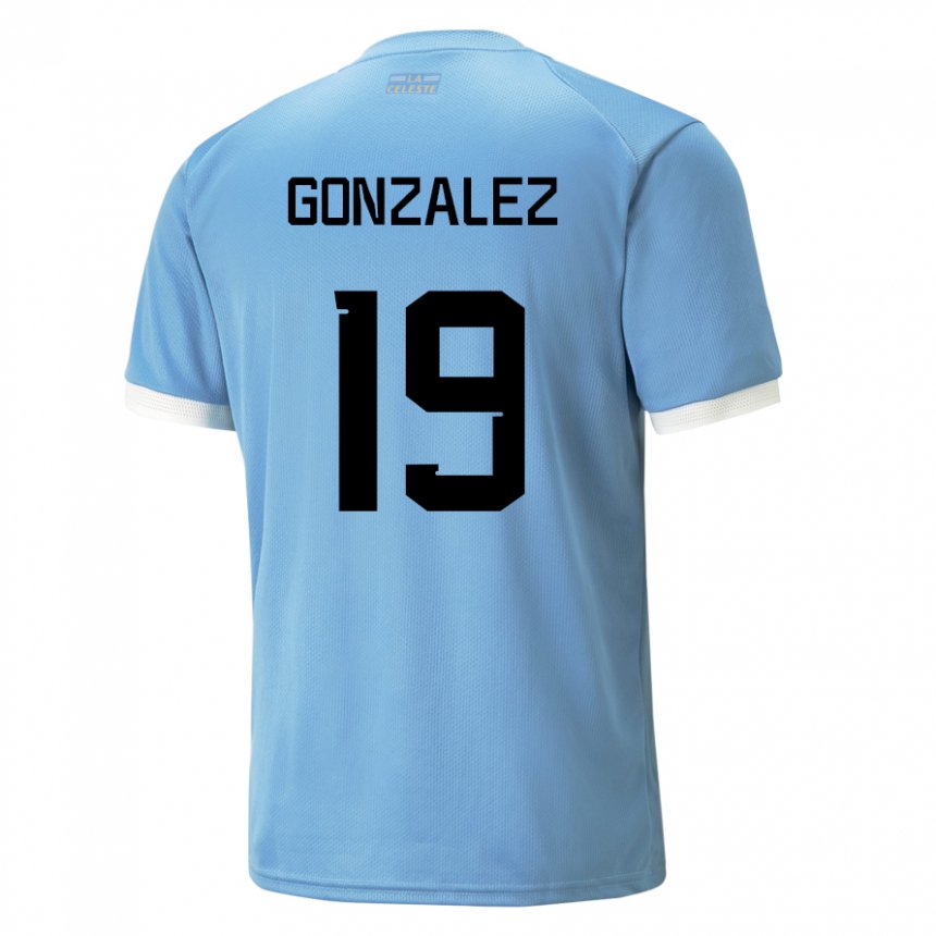 Kinder Uruguayische Luciano Gonzalez #19 Blau Heimtrikot Trikot 22-24 T-shirt