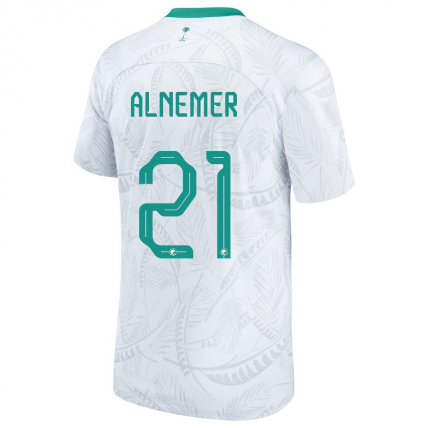 Kinder Saudi-arabische Meshari Alnemer #21 Weiß Heimtrikot Trikot 22-24 T-shirt