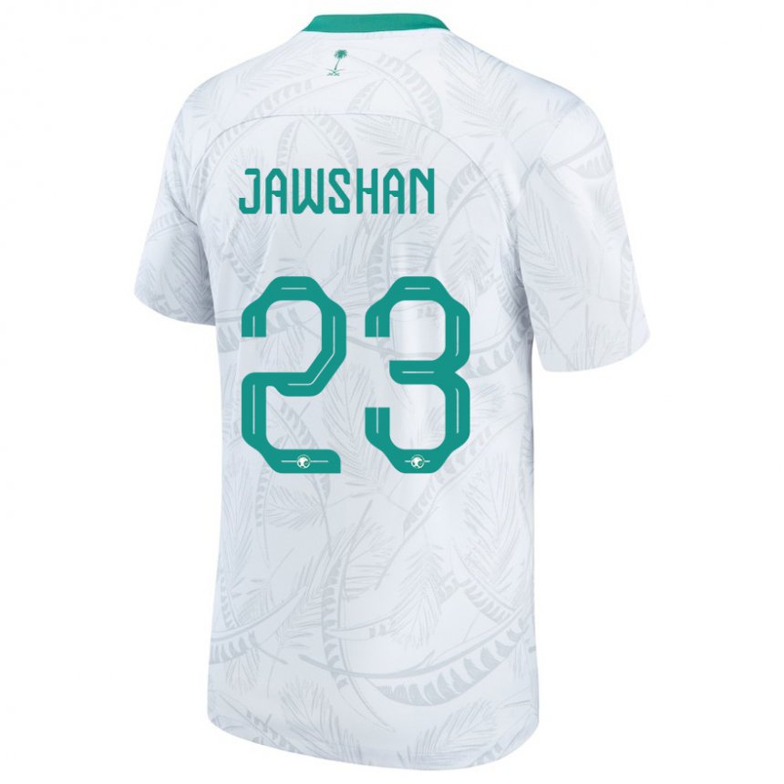 Kinder Saudi-arabische Yazeed Jawshan #23 Weiß Heimtrikot Trikot 22-24 T-shirt