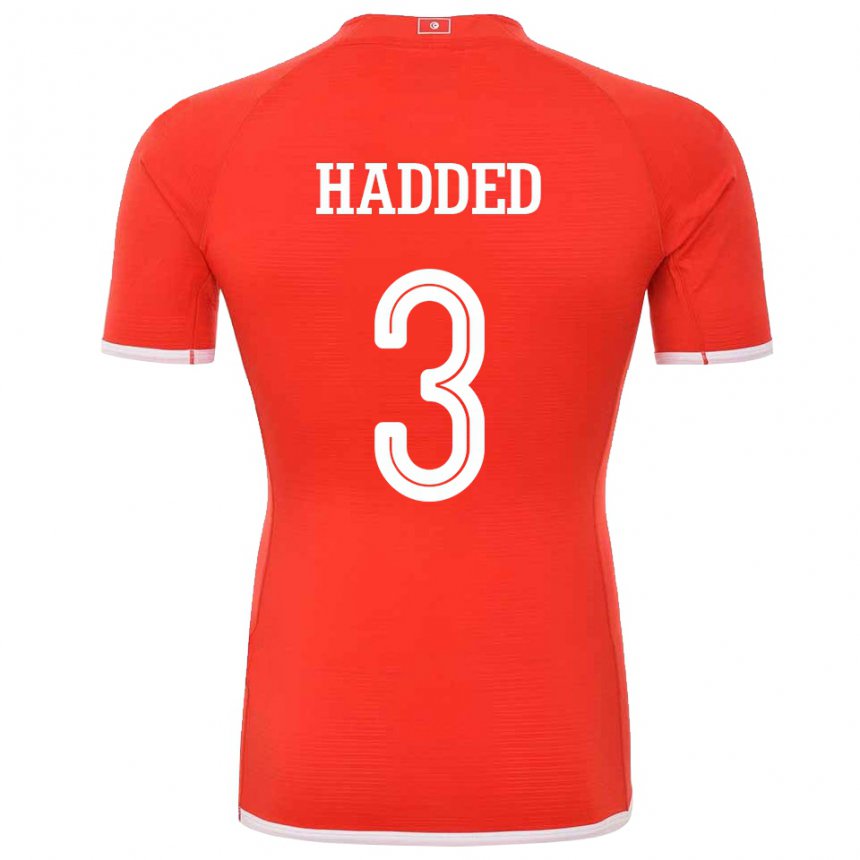 Kinder Tunesische Rayen Hadded #3 Rot Heimtrikot Trikot 22-24 T-shirt