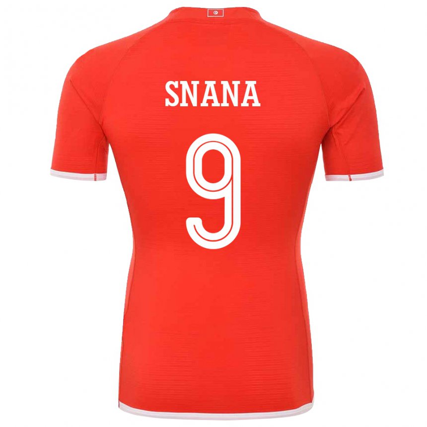 Kinder Tunesische Youssef Snana #9 Rot Heimtrikot Trikot 22-24 T-shirt