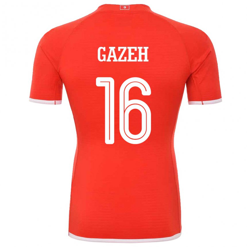 Kinder Tunesische Raed Gazeh #16 Rot Heimtrikot Trikot 22-24 T-shirt