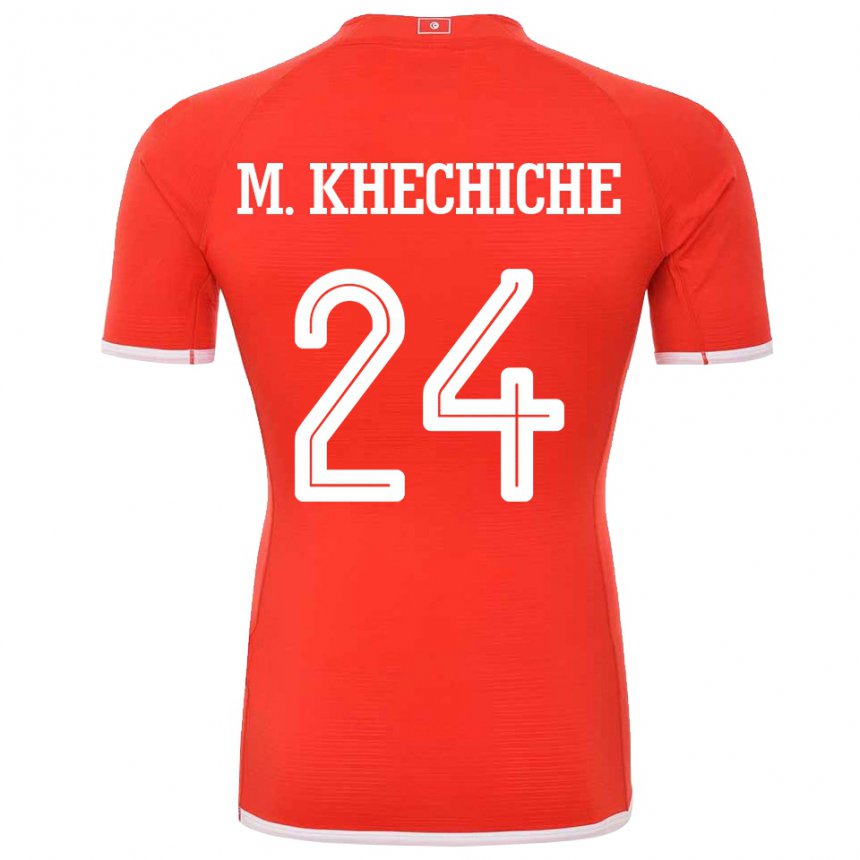 Kinder Tunesische Mohamed Amine Khechiche #24 Rot Heimtrikot Trikot 22-24 T-shirt