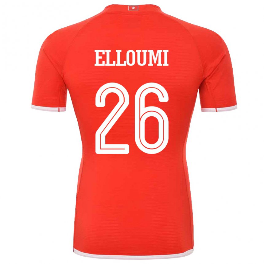 Kinder Tunesische Khalil Elloumi #26 Rot Heimtrikot Trikot 22-24 T-shirt