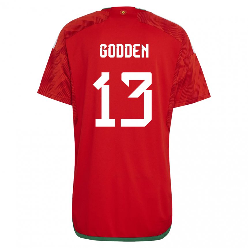 Kinder Walisische Scott Godden #13 Rot Heimtrikot Trikot 22-24 T-shirt