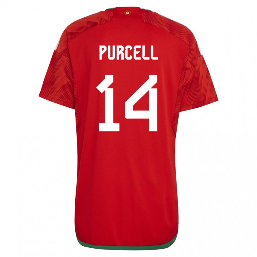 Kinder Walisische Benjamin Purcell #14 Rot Heimtrikot Trikot 22-24 T-shirt