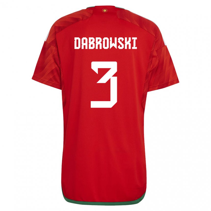 Kinder Walisische Sebastian Dabrowski #3 Rot Heimtrikot Trikot 22-24 T-shirt